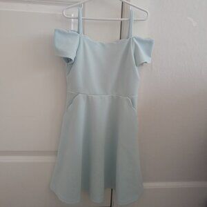 Baby blue of the shoulder Rare Editions girls dress.